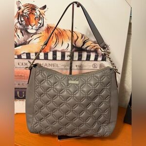 Kate Spade Gray Quilted Shoulder Bag